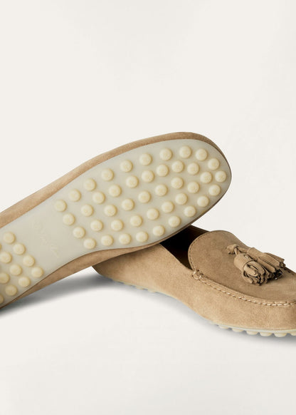 Dot Sole Walk Suede Beige Women's Loafers