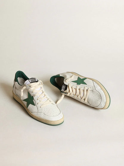 Ball Star in white nappa with green leather star and heel