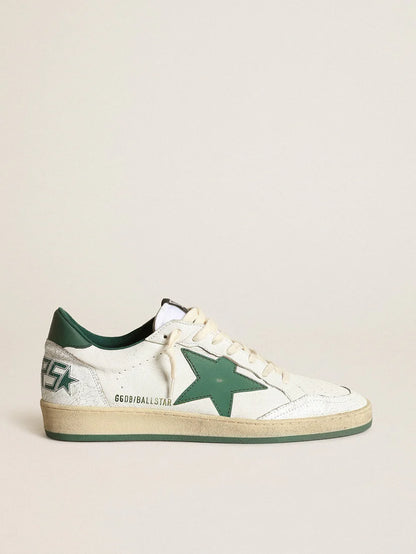 Ball Star in white nappa with green leather star and heel