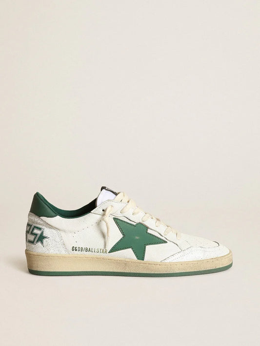 Ball Star in white nappa with green leather star and heel