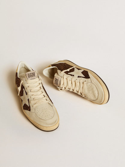 Glitter Ball Star with leather star and laminated leather heel tab