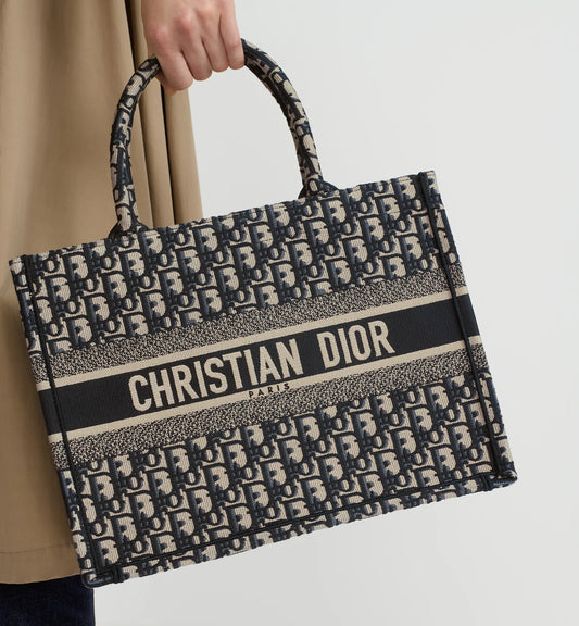 Dior Book Tote Oblique in Ecru und Blau