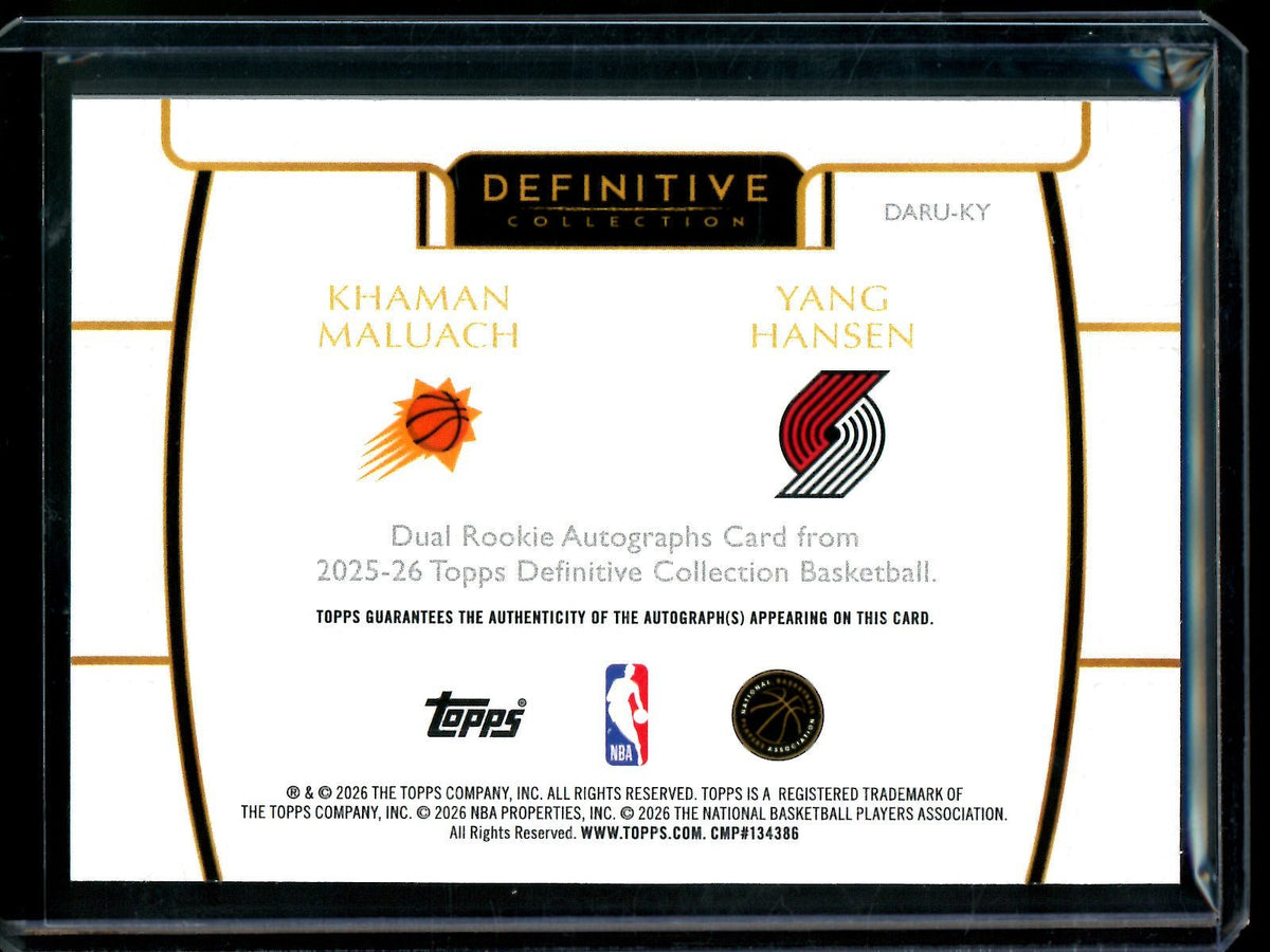 2025/26 Topps Definitive Khaman Maluach / Yang Hansen Dual Rookie Autograph /10 — image 2