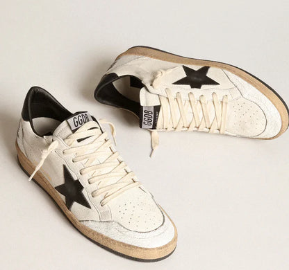 Ball Star in white nappa and black star