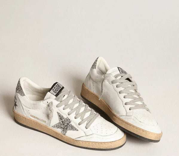 Ball Star in nappa with white star and glitter heel