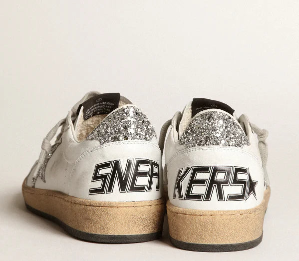Ball Star in nappa with white star and glitter heel
