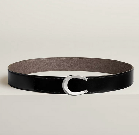 Luck &amp; Leather Wendbare Gürtelschnalle 38 mm Schwarz/Zinn Herren