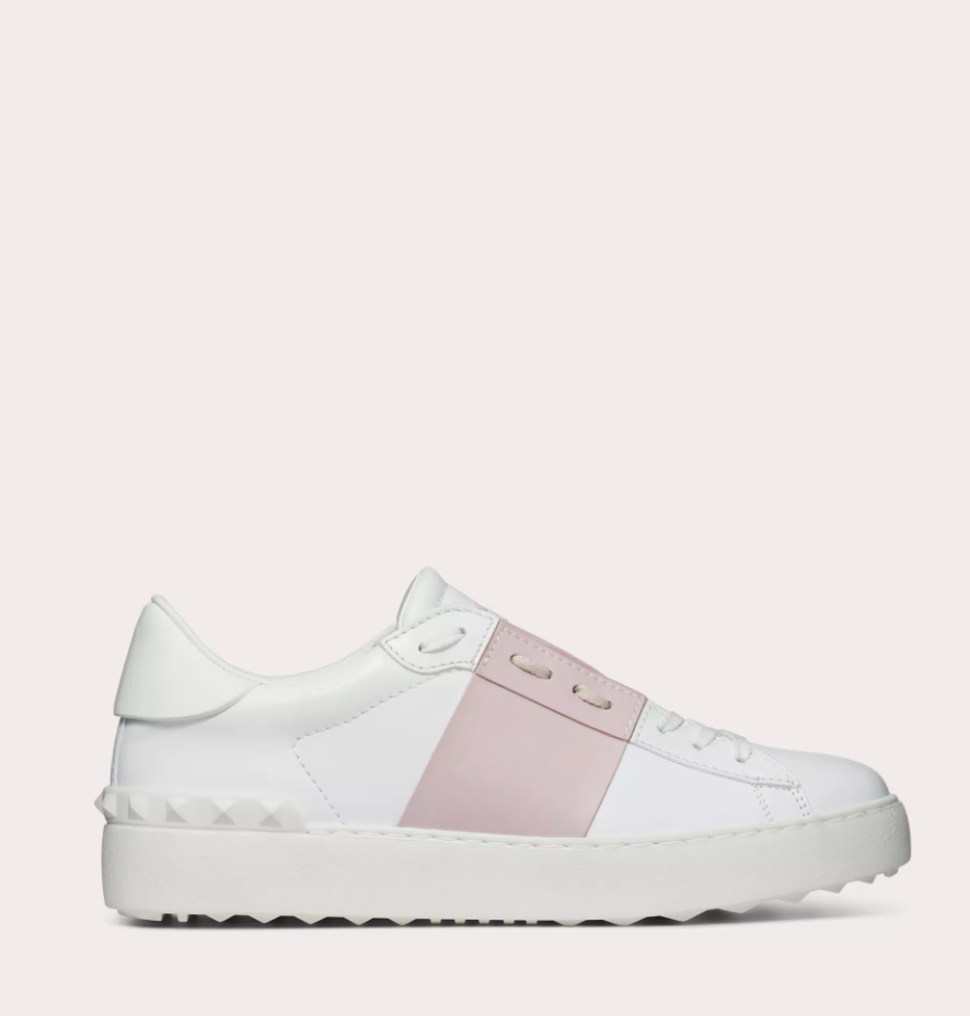 Offener Sneaker aus rosa Kalbsleder