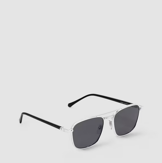 Men's Signature Metal Square Silver Sunglasses