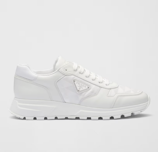 Sneakers alte in pelle e Re-Nylon Bianco