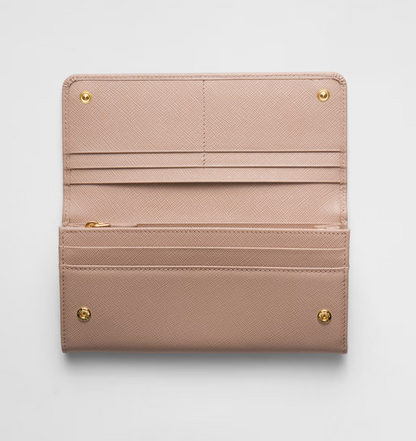 Large pink Saffiano wallet