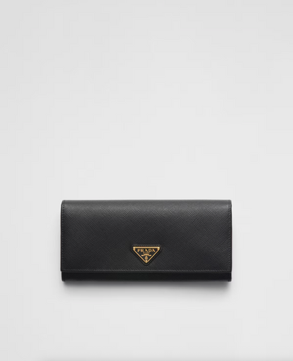 Large black Saffiano wallet with triangular logo