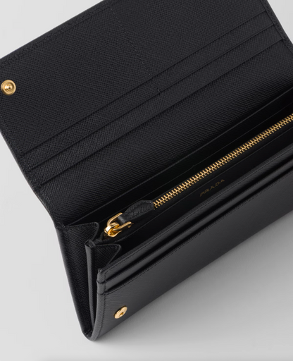Large black Saffiano wallet with triangular logo