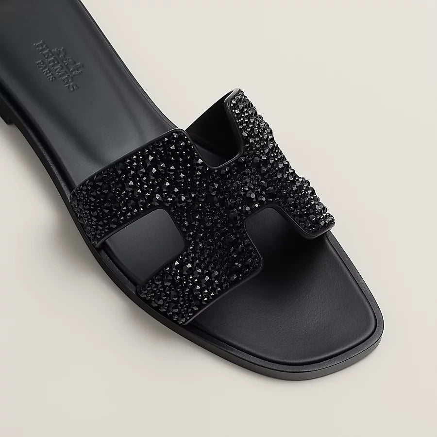 Oran Schwarze Glitzer-Sandalen