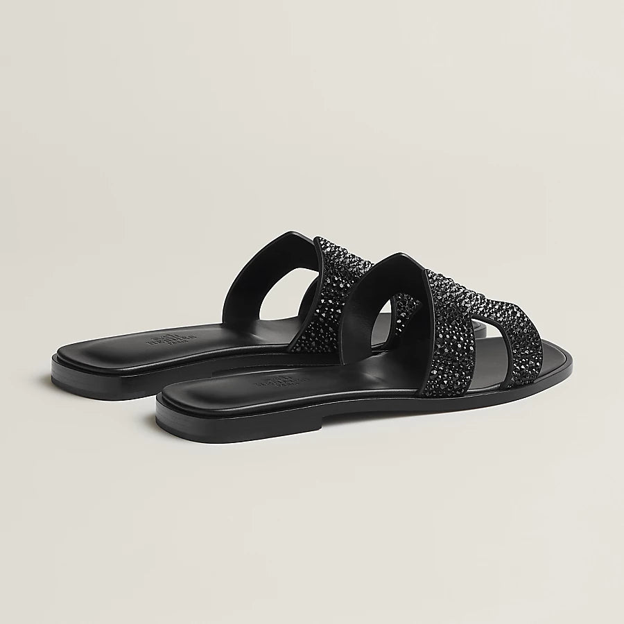 Oran Schwarze Glitzer-Sandalen