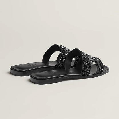 Oran Schwarze Glitzer-Sandalen