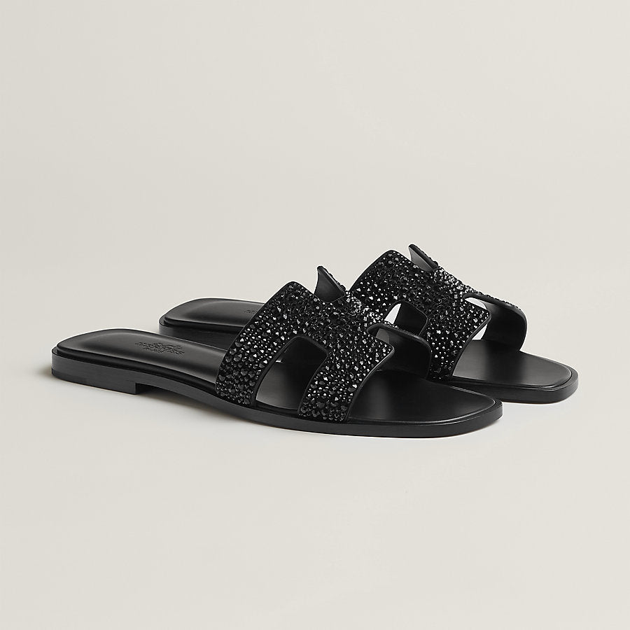Oran Schwarze Glitzer-Sandalen